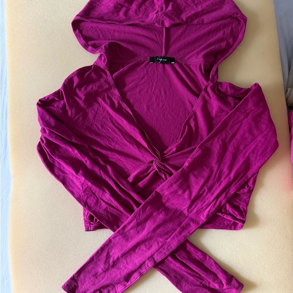 Express Fushia Long Sleeve Hooded Shrug